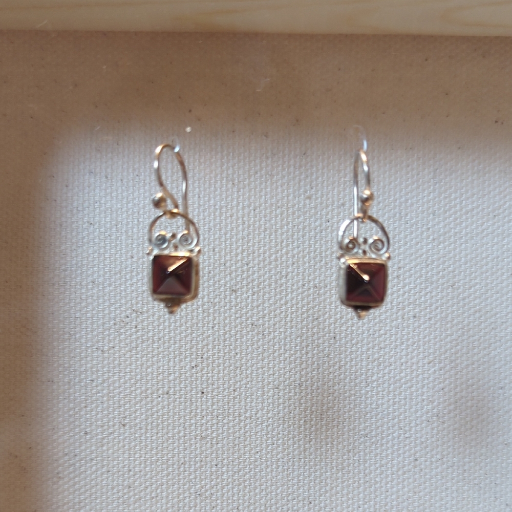 Elegant Sterling Silver and Red Earrings